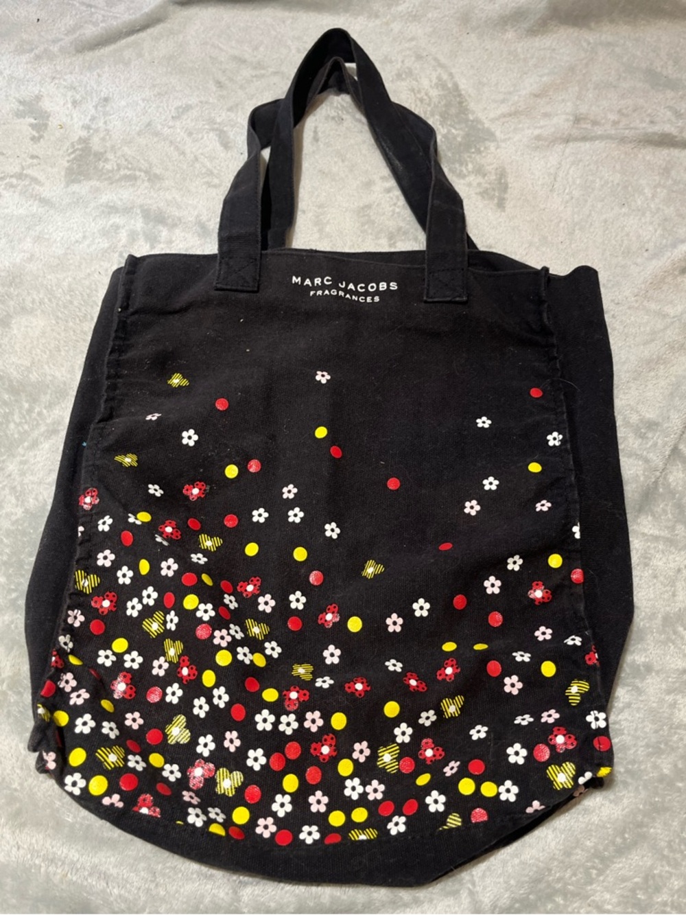 Marc Jacobs Black Floral Dot Canvas Tote